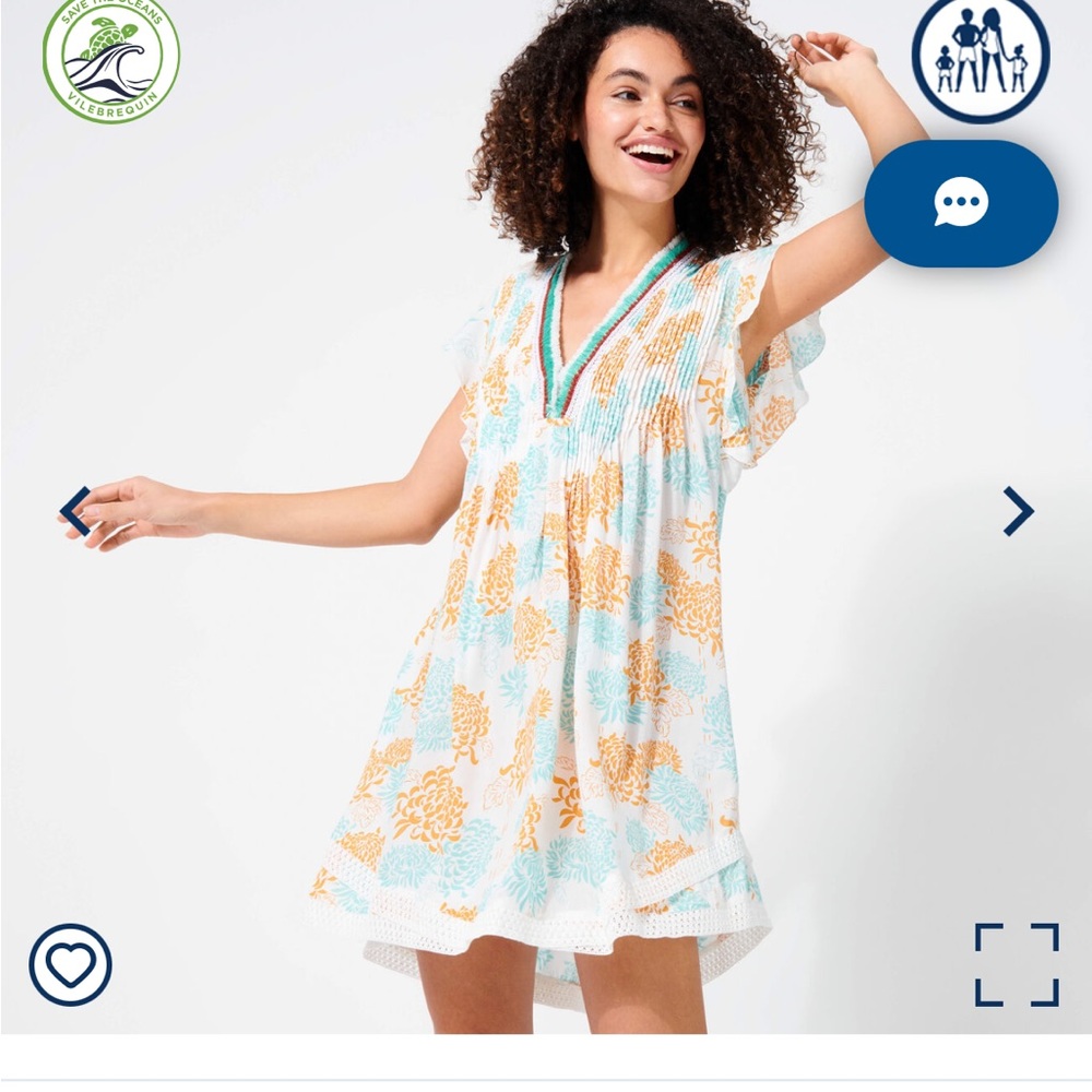 Vilebrequin x Poupette St. Barth mini dress sizeM Iridescent Flowers print. NWT